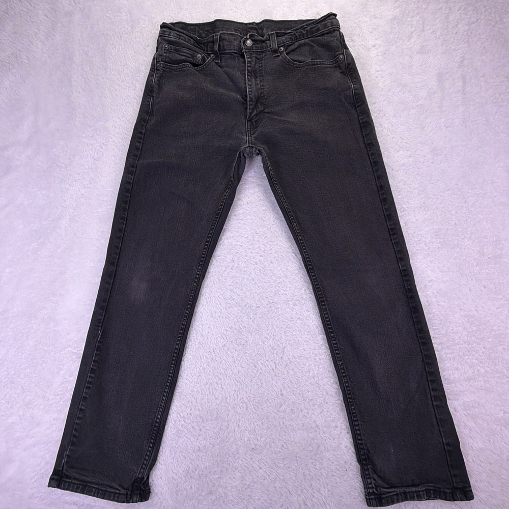 Levi's 505 Straight Jeans Mens 32x27 Faded Black Denim Charcoal Wash